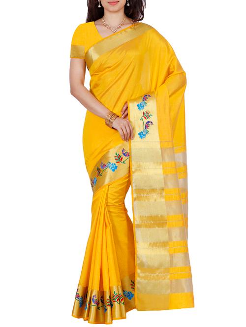 yellow mysore silk saree - 12985190 - Very Small Image - 1