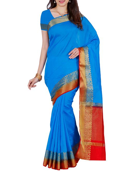blue mysore silk saree - 12985191 - Very Small Image - 1