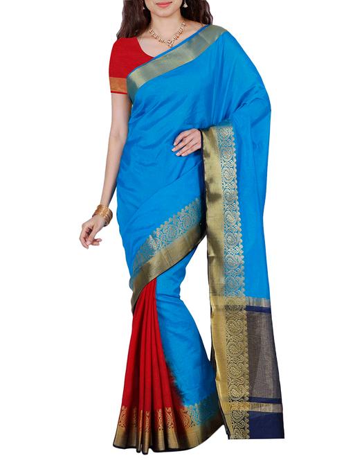 blue mysore silk saree - 12985198 - Very Small Image - 1