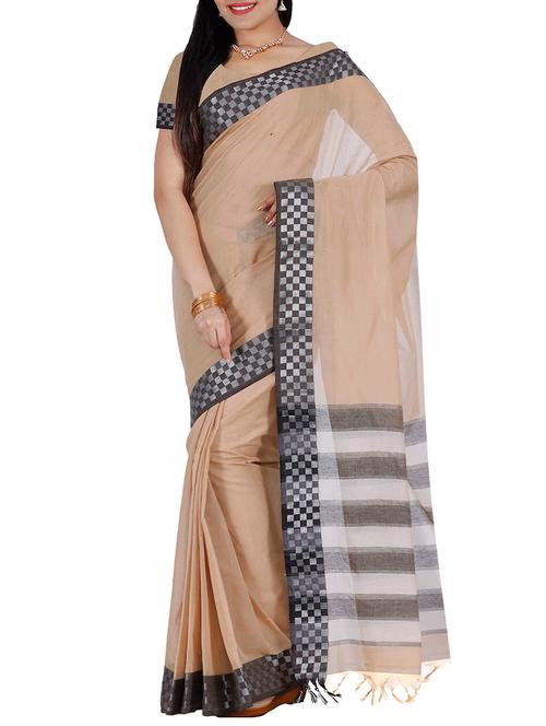 beige cotton woven saree - 12985277 - Very Small Image - 1