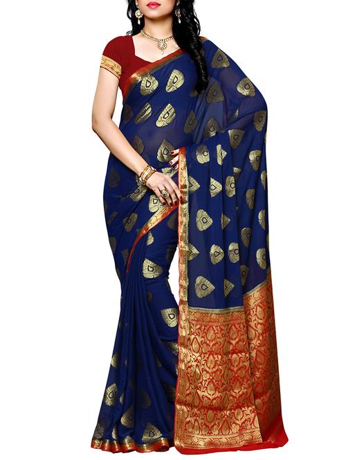 blue chiffon woven saree - 12985315 - Very Small Image - 1