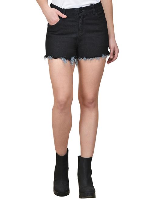 frayed hem denim shorts - 12986877 - Very Small Image - 1