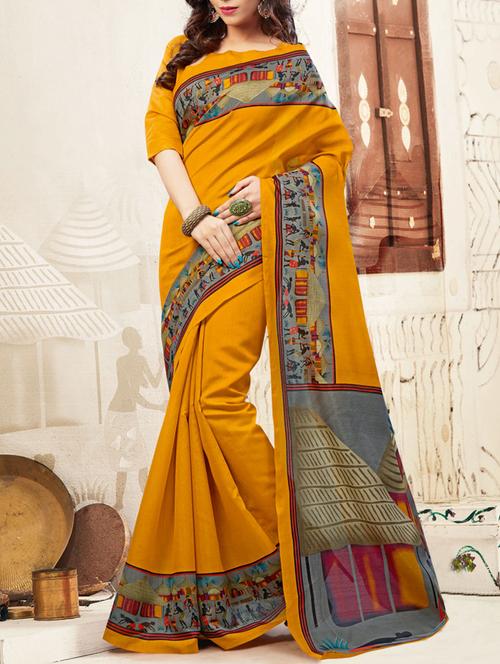yellow art silk bhagalpuri saree with blouse - 12987675 - Very Small Image - 1