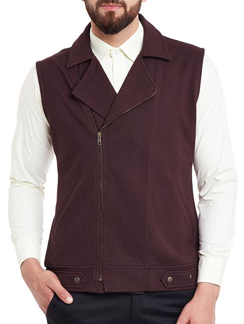 solid brown cotton formal jacket - 12988068 - Very Small Image - 1