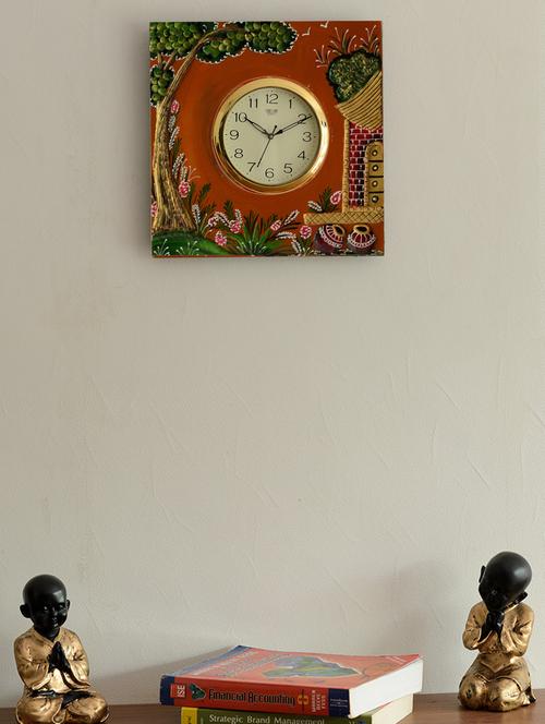 red wooden garden view artistic wall clock - 1298873 - Very Small Image - 1