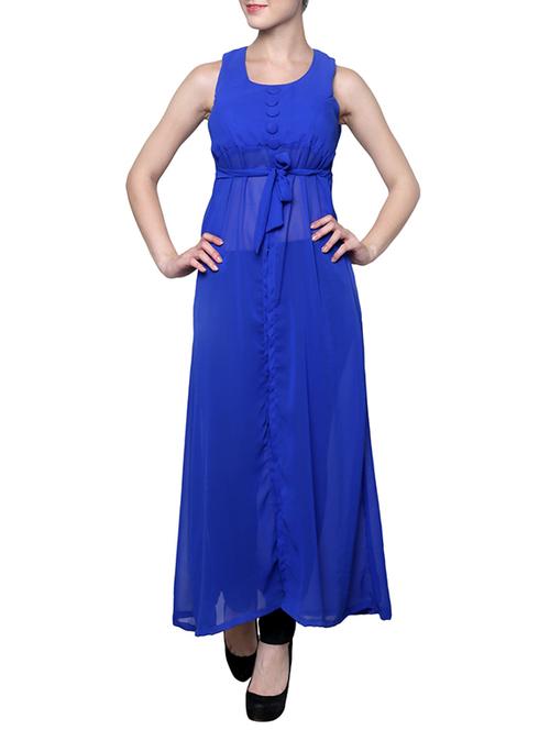 blue georgette solid tunic - 12988896 - Very Small Image - 1