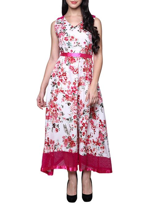 pink georgette gown dress - 12988901 - Very Small Image - 1