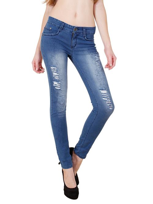 blue denim distressed jean - 12989189 - Very Small Image - 1