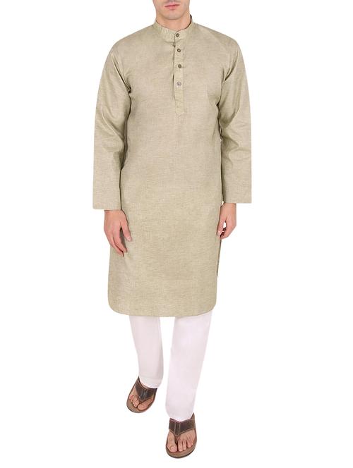 light brown cotton kurta pyjama set - 12990510 - Very Small Image - 1