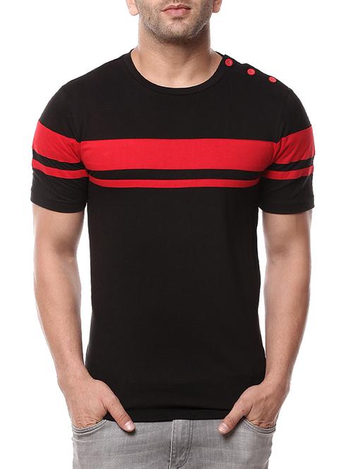 black cotton striped t-shirt - 12991505 - Very Small Image - 1