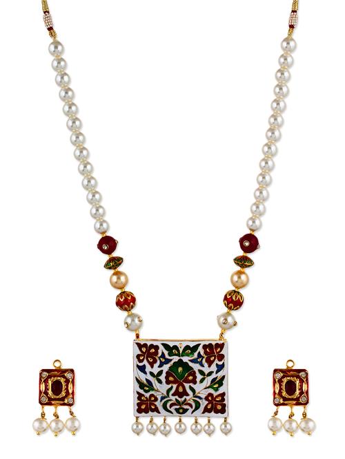 white colored bone necklace & set - 12992700 - Very Small Image - 1