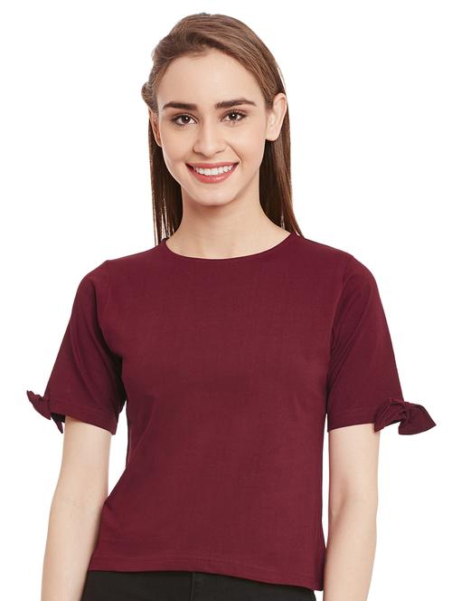 maroon cotton crop top - 12993234 - Very Small Image - 1