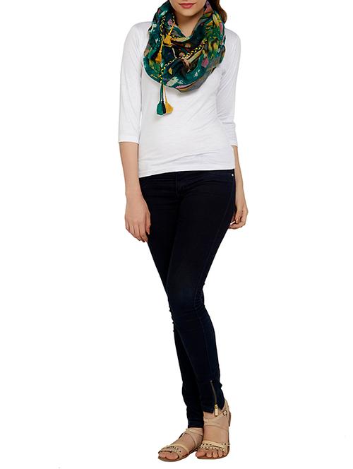 green silk woolen scarf - 12993568 - Very Small Image - 1
