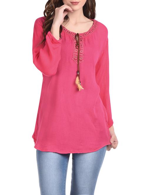 women's straight tie-up neck top - 12994057 - Very Small Image - 1