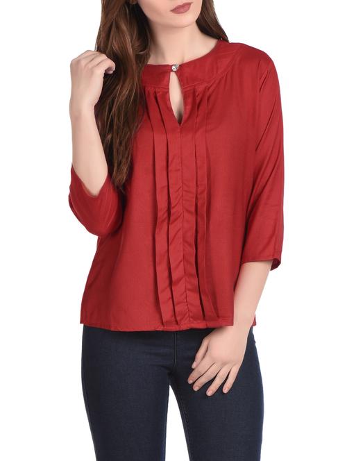 women's layered key hole neck top - 12994066 - Very Small Image - 1