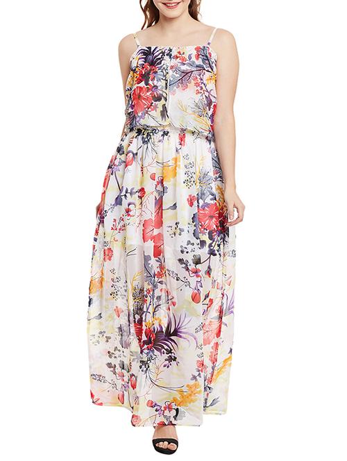 white polyester maxi dress - 12994313 - Very Small Image - 1