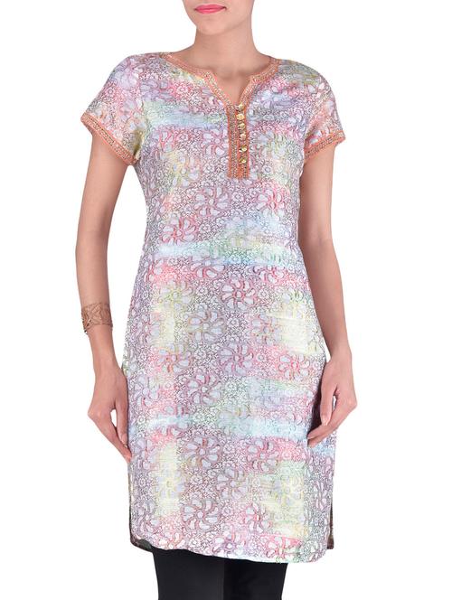 multicolored cotton blend printed kurta - 1299480 - Very Small Image - 1