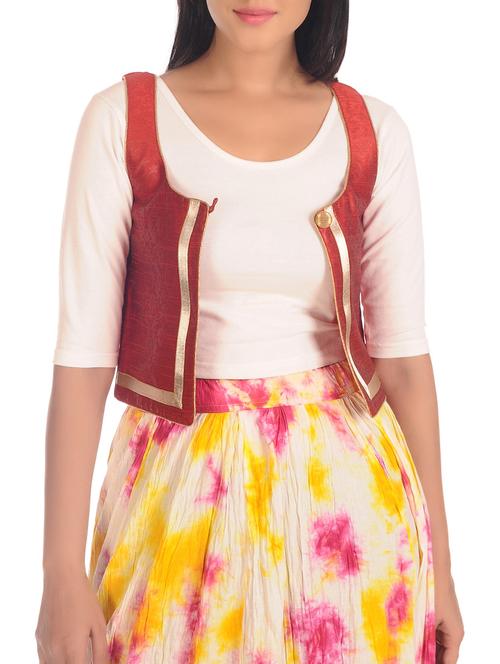 red silk blend ethnic jacket - 12994916 - Very Small Image - 1