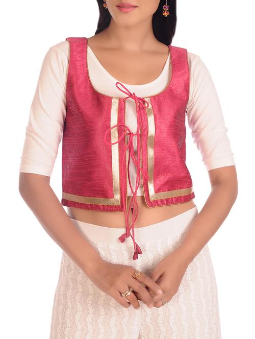pink silk blend ethnic jacket - 12994917 - Very Small Image - 1