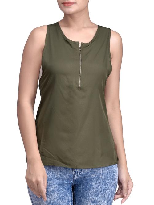 Green Polyester Solids Top - 1299517 - Very Small Image - 1