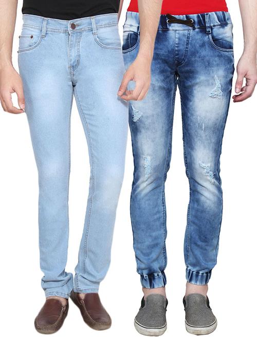 blue denim joggers and regular jean - 12995957 - Very Small Image - 1