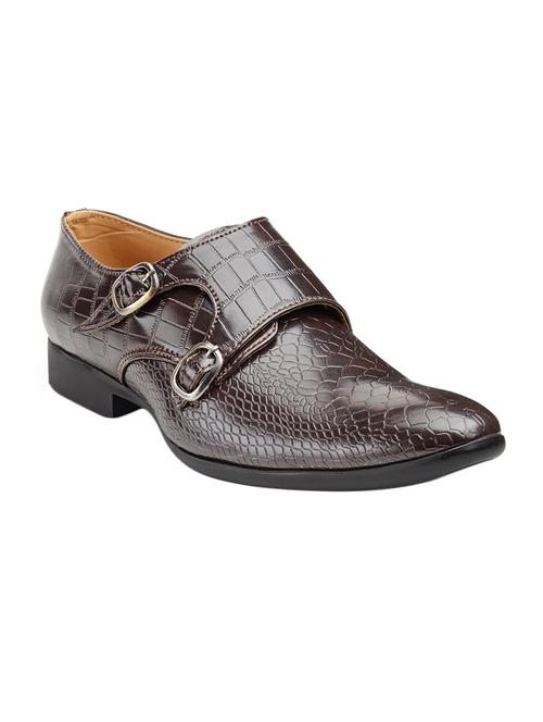 brown leatherette slip on monk strap - 12996887 - Very Small Image - 1