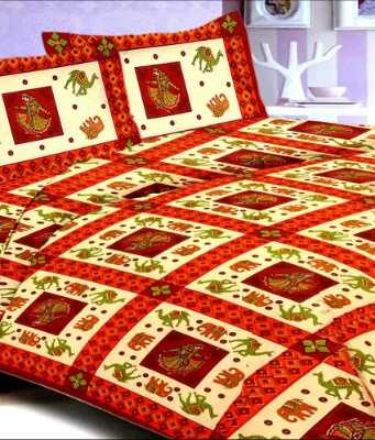 cotton jaipuri printed double bed sheet with 2 pillow cover - 1299714 - Very Small Image - 1