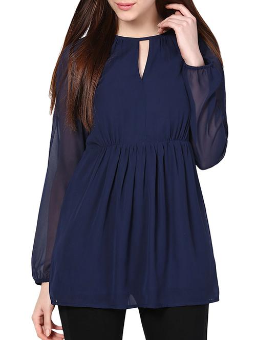 navy blue georgette top - 12999012 - Very Small Image - 1