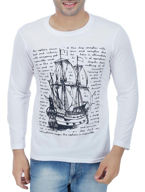 white cotton printed t-shirt - 13000299 - Very Small Image - 1