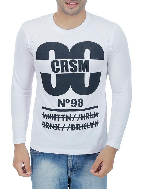 white cotton printed t-shirt - 13000309 - Very Small Image - 1