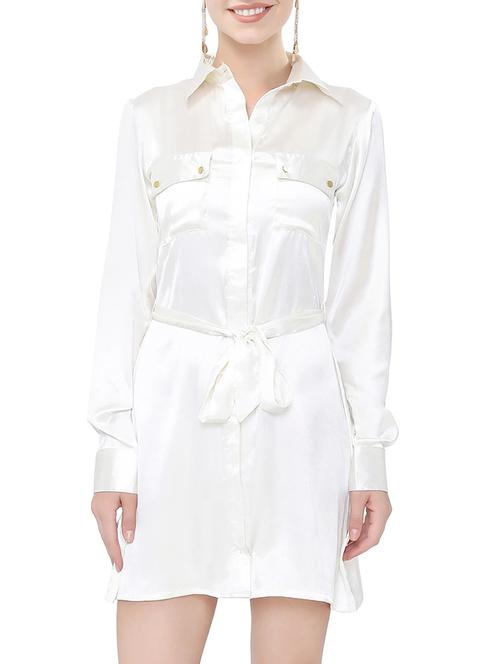 white polyester shirt dress - 13003494 - Very Small Image - 1