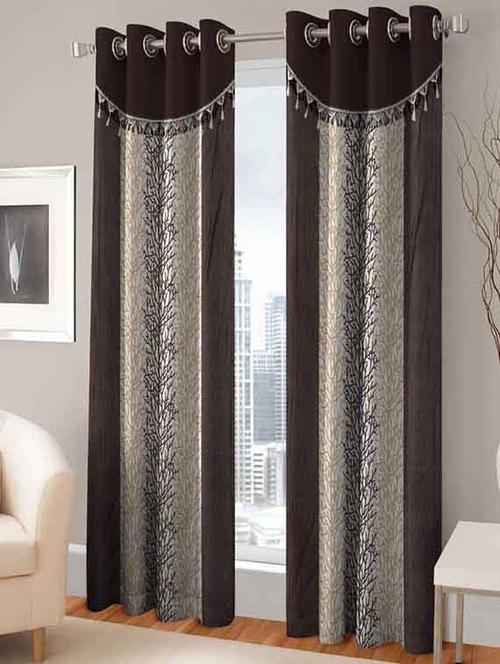 home sazz set of 2 window eyelet curtains printed brown - 13003683 - Very Small Image - 1