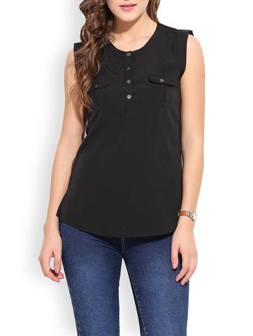 black polyester regular top - 13003927 - Very Small Image - 1