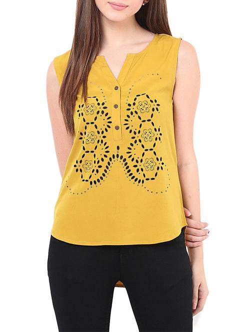 yellow cutwork regular top - 13003955 - Very Small Image - 1