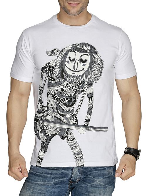 white cotton printed t-shirt - 13004052 - Very Small Image - 1