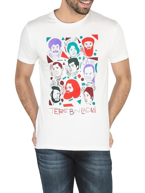 white cotton printed t-shirt - 13004098 - Very Small Image - 1