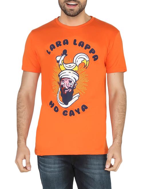orange cotton printed t-shirt - 13004100 - Very Small Image - 1