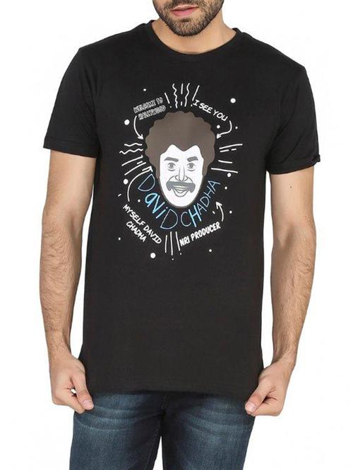 black cotton printed t-shirt - 13004104 - Very Small Image - 1