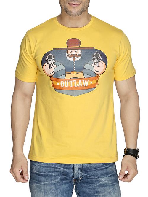yellow cotton printed t-shirt - 13004165 - Very Small Image - 1
