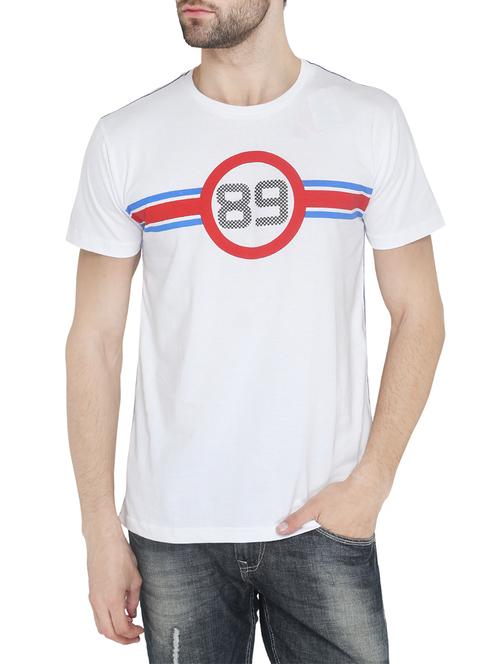 white cotton printed t-shirt - 13004181 - Very Small Image - 1
