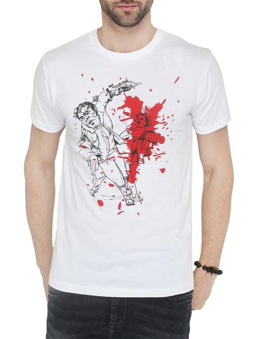 white cotton printed t-shirt - 13004198 - Very Small Image - 1