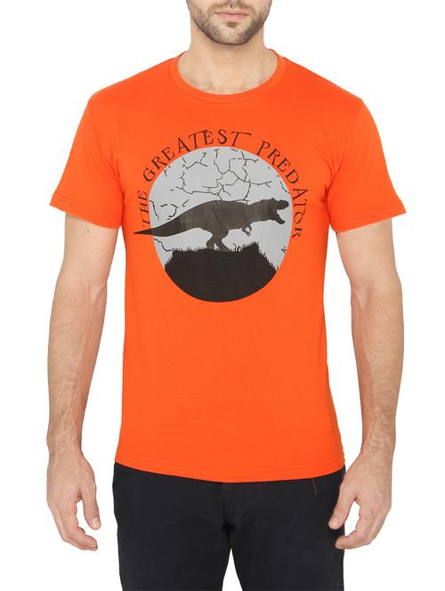 orange cotton printed t-shirt - 13004214 - Very Small Image - 1