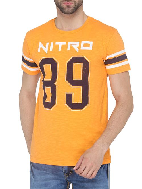 orange cotton printed t-shirt - 13004217 - Very Small Image - 1