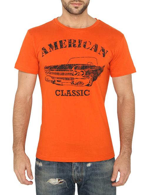orange cotton printed t-shirt - 13004224 - Very Small Image - 1