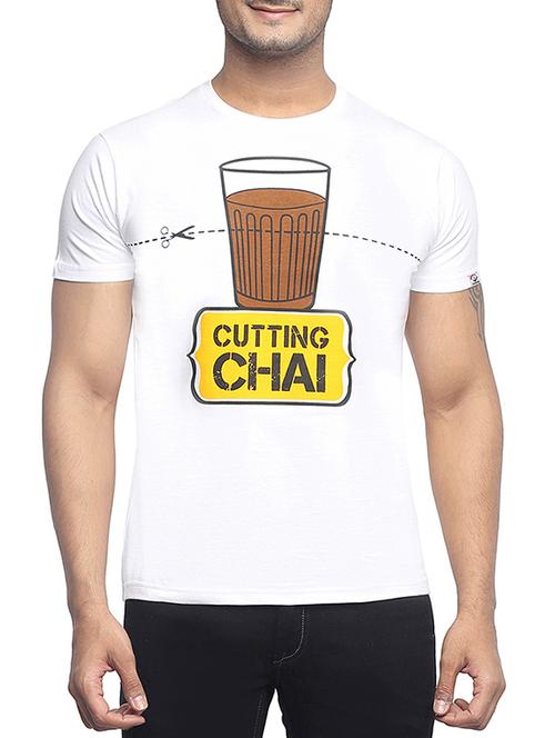 white cotton printed t-shirt - 13004257 - Very Small Image - 1