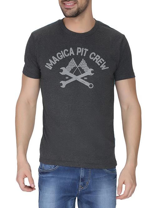 charcoal grey cotton printed t-shirt - 13004340 - Very Small Image - 1