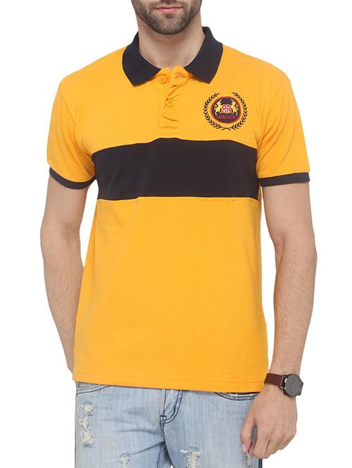 yellow cotton colour block t-shirt - 13004395 - Very Small Image - 1