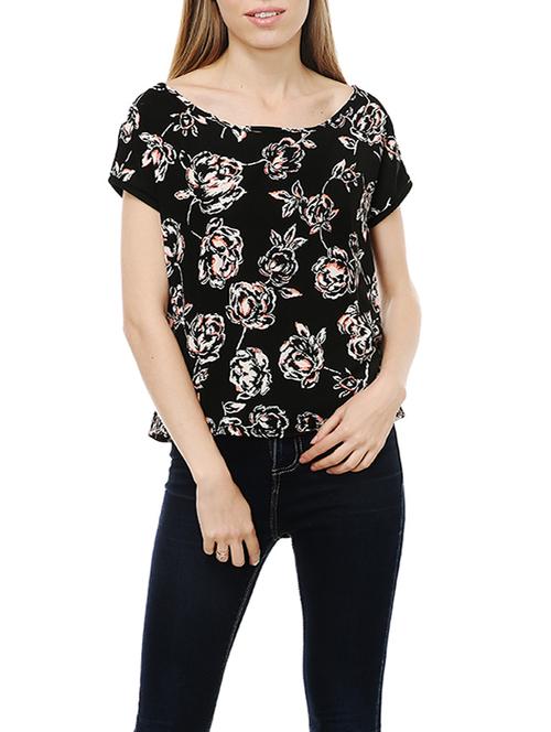 black floral printed crepe top - 13007137 - Very Small Image - 1
