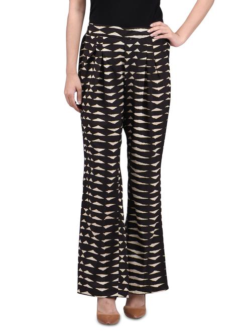 black and white polyester printed palazzo - 1300729 - Very Small Image - 1
