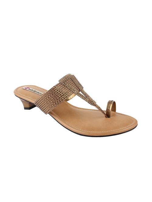gold leatherette one toe sandals - 13009027 - Very Small Image - 1